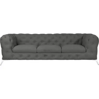 Home Affaire Chesterfield-Sofa HOME AFFAIRE "Amaury", grau, B:243cm H:75cm T:99cm, Struktur (100% Polyester9;Samtoptik (100% Polyester), Sofas, aufwändige Knopfheftung, moderne Chesterfield Optik, Fußfarbe wählbar