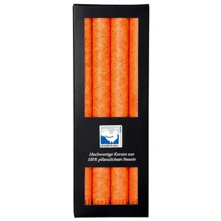 Kerzenfarm Hahn Stearin-Stabkerze-Set Orange, 4 Stück