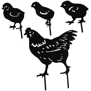 Yardwe 4 Stück Schwarze Hühnerkarte Türdekoration Ostern Rasendekoration Tier Hühnerpfähle für den Garten Dekoration für Hof draussen schmücken Holzstapel schwarzes Huhn