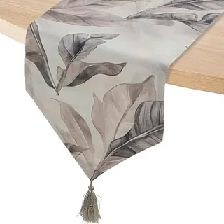 DRW Tischläufer aus Polyester, verziert mit Blättern in Violett, 0,5 x 180 x 30 cm