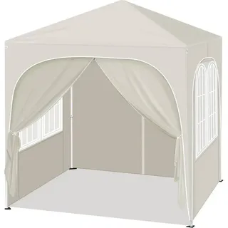 WOLTU Pavillon, Faltpavillon 2x2 m, mit 4 Seitenwänden, Partyzelt höhenverstellbar, Beige - Beige