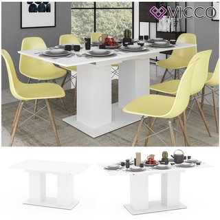 VICCO Esstisch DIX 140 - 180 cm Weiß matt Esszimmertisch ausziehbar Küche Tisch