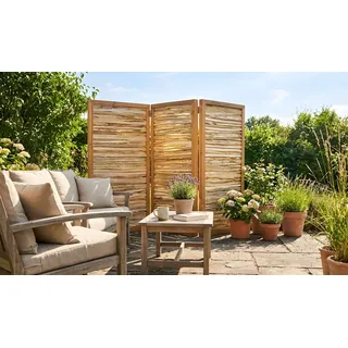 Sichtschutz Haselnuss Paravent Marseille – Outdoor Paravent in 180 x 150 cm – 3-teiliges Raumtrenner – flexibler Raumteiler für den Außenbereich