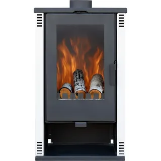Kaminofen ALAZ K10M Weiß 10 kW, Kamin Heizofen Dauerbrandofen Holzofen, Кaminholz Hüttenofen, Кaminfeuer, Briketts kamin, Fireplace wood - Weiß
