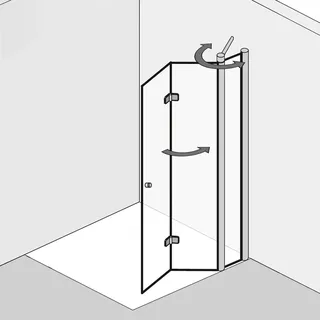 HSK Walk In Exklusiv Drehfalttür an Nebenteil 140 cm Anschlag rechts, 4207140-01-50-R, Duschkabinen,