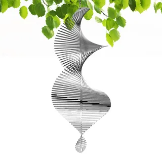Fushen Windspiel - Edelstahl Wind Spinner, Windspiel Reflektierende Windspirale Vogelschreck Metall 3D Windspirale Vogelabwehr, Kinetische 3D-Windskulptur Für Heimdekoration