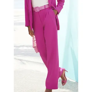 Anzughose LASCANA Gr. 38, N-Gr, pink (fuchsia) Damen Hosen Strandhosen im Business-Look, elegante Stoffhose mit Taschen und Bundfalten Bestseller