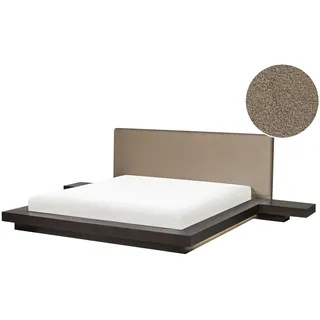 Bett Mit Led Bouclé Zen 160 X 200 Cm Dunkle Esche