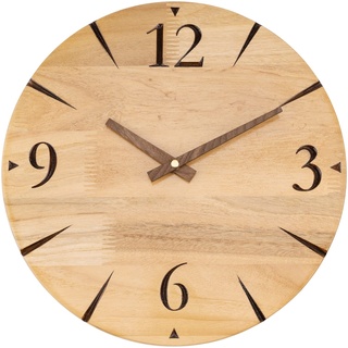 Foxtop Wanduhr Holz Ohne Tickgeräusche 30 cm Lautlos Rustikale Retro Vintage Dekorative Massivholz Uhr für Küche Wohnzimmer Schlafzimmer Büro