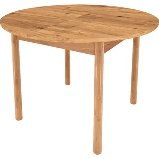Esstisch rund, ausziehbar 100/140 cm, Eiche massiv geölt, PORI-165 - Braun