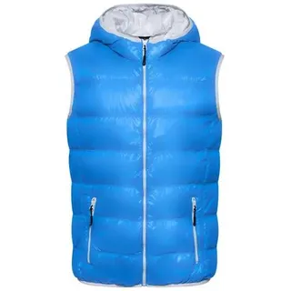 Men's Down Vest Ultraleichte sportliche Daunenweste mit Kapuze blau/grau, Gr. XXL