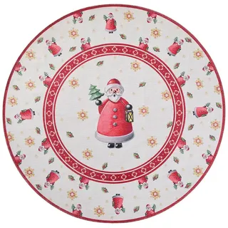 Villeroy & Boch Eventteppich Toy's Delight Limited Edition, Creme, Rot, Textil, Weihnachtsmann, rund, Oeko-Tex® Standard 100, für Fußbodenheizung geeignet, waschbar, pflegeleicht, strapazierfähig, rutschfeste Unterfläche, Teppiche & Böden, Teppiche, Runde