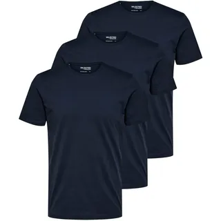 Selected Homme Herren Rundhals T-Shirt SLHAXEL - 3er Pack - Regular Fit Regular Fit Blau 16087854 M