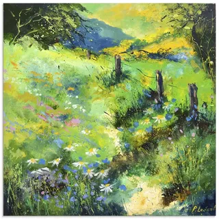 ARTland Glasbild Green field Größe: 40x40 cm - Grün