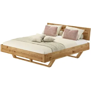 Erst-Holz®Ehebett Doppelbett Holzbett Schwebend 200x200 cm Eiche Geöltohne Zubehör