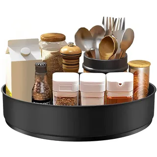 Drehteller Organizer Kühlschrank 360 Drehbares Gewürzregal Hochwertiger Edelstahl Rutschfester Boden Drehteller Organizer für Küche Bad Arbeitsplatte Abstellraum Kühlschränken Büro (25 cm)