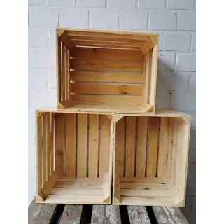 Teramico Übertopf Neue Holzkisten Natur 50 x 40 x 30 cm Obstkisten / Apfelkisten / Weink, Vintage Obstkiste braun