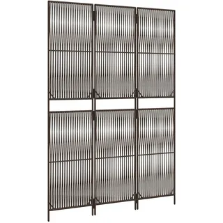 vidaXL Paravent 3-tlg. Braun Poly Rattan