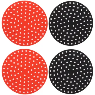 4er-set Wiederverwendbare, Runde Silikonmatten Für Heißluftfritteusen – Hitzebeständig Und Antihaftbeschichtet – Zubehör Für Heißluftfritteusen – 2 Rote Und 2 Schwarze Matten, 23 Cm Durchmesser