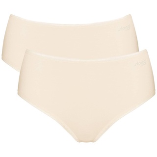 Sloggi Damen Slips High Waist, 2er Pack - GO High Waist C2P, Unterwäsche, Unterhose, Spitze, Baumwolle, Logo, einfarbig Beige XS