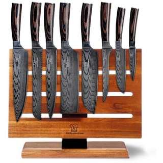 Küchenkompane Messer-Set Küchenmesser Komibpaket mit magnetischem Messerblock - 9-teiliges Set (2-tlg) braun|silberfarben