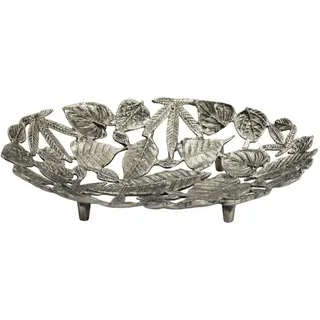 FineBuy FineBuy, Dekoschale Dekoschale Blätter Aluminium Schale 49cm Tischdeko Metall Wohnaccessoire Alu