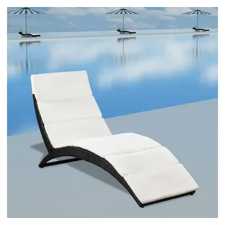 vidaXL Sonnenliege 162 x 64 x 86 cm schwarz/cremeweiß inkl. Auflage klappbar