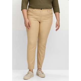 Stretch-Hose SHEEGO "Große Größen" Gr. 42, Normalgrößen, beige (beigefarben) Damen Hosen Stretch-Hosen im Coloured-Denim-Look