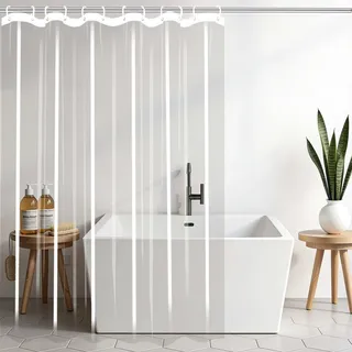 LISANSAN Duschvorhang Transparent 120 x 200 cm Plastik Peva Badvorhang für Badezimmer Duschvorhang Klar mit Rostbeständigen Metallösen für Dusche Und Badewanne, Transparente Farbe