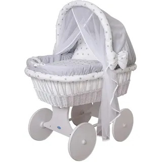 waldin Stubenwagen Baby Komplett aus Weide Zertifiziert EN 1130