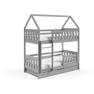 masseno Etagenbett ELENA 80 x 160 cm Kiefer hellgrau silber