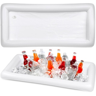 Bramble - 2 XL Aufblasbare Buffet Eiswürfelschale Bar für Poolpartys - Spielplatte, Getränkehalter, Schwimmende Poolbar für Getränke, Bier & Snacks - 130x65x13cm