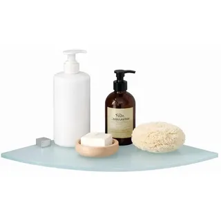 Euro Tische Glas Eckregal 35x35cm, Wandregal für Badezimmer, Duschregal Bad, Glas Badregal mit 6mm ESG Sicherheitsglas, Verschiedene Größen (Satiniert Weiß)