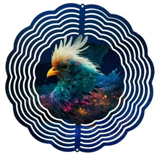 Ladreas Windspiel Edelstahl 3D Windspiel Windspinner 20cm Hahn Bunt WI60 bunt