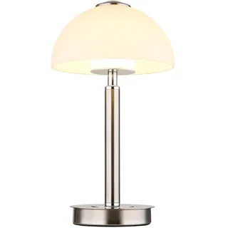 LED Tischleuchte Touchdimmer Tischlampe dimmbar Wohnzimmerleuchte Pilzlampe Glas verchromt, Metall, 7W 255Lm warmweiß, DxH 18x31,5 cm
