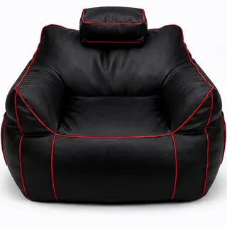 bananair – Gaming Sessel XXL - Schaumstofffüllung - Verstellbare Kopfstütze und 2 Taschen, Geeignet für Jugendliche & Erwachsene zum Spielen, Fernsehen und Entspannen (110×100×90 cm, Rot)