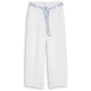 Tom Tailor Damen Culotte Hose mit Leinenanteil, weiß, Uni, Gr. 36/28