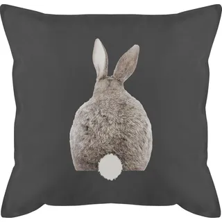 Shirtracer Kissen 50x50 - Ostern Hase I Hasen Oster Hasenmotiv I Osterhase - 50 x 50 cm - Grau - osterkissen mit osterhasen Ostern￼ kissenbezüge häschen Kaninchen Rabbit Hasen-Hintern hasi Motiv