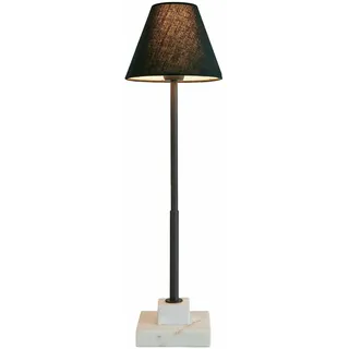 LOBERON Tischlampe Orvienne - Unikat-Marmorfuß - Mattes Finish - Leicht Lichtdurchlässiger Schirm - Tischleuchte - Baumwolle - Eisen, schwarz/weiß