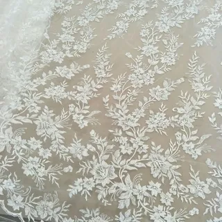 OZLCUA Brautkleid-Stoff Braut Hochzeitskleid Pailletten Spitze Stoff 130cm Breite Braut Spitze Stoffe Hochzeit Schleier