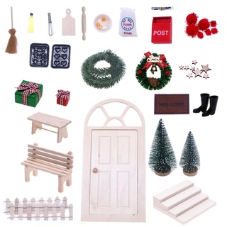 Dechoga 27pcs Weihnachtswichtel Komplettset Tür | Wichteltür Set | Miniatur Wichtel Zubehör Weihnachten | Wichtelhaus Weihnachtsdeko Feentür für Kinder