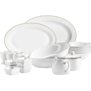 Mäser Professional Dining Kombiservice 24-tlg. weiß mit Goldrand