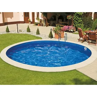IBIZA Stahlwandpool, Ø 400 cm, 150 cm tief, Einbaupool, mit Skimmeröffnung, ohne Innenfolie, ohne Filteranlage - Blau