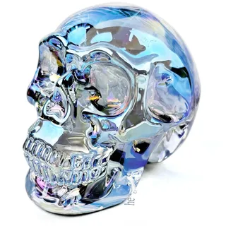 FZBHRO Kristall-Totenkopf-Statue – klare Totenkopf-Figur, Glas, Edelstein, hellblau, 7,1 cm – Halloween-Dekoration, Geschenke für Frauen