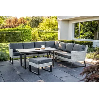 PALMA WING Sitzgruppe anthrazit/ white wash Aluminium/ Geflecht