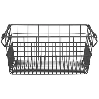 blomus Aufbewahrungskorb -KAGO- Aufbewahrungsbox, Gitterkorb, Organizer: moderner Drahtkorb (1 St), moderner Designfokus, Metall, Henkel zum Tragen, Stapelbar schwarz 21 cm x 14 cm x 29 cm