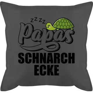 Shirtracer Dekokissen Papas Schnarchecke mit Schildkröte - Lettering - schwarz, Vatertagsgeschenk Kissen grau