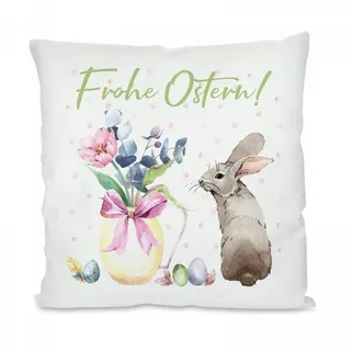 Herzbotschaft Dekokissen Kissen mit einseitigem Motiv Frohe Ostern, Kissenhülle mit Füllung