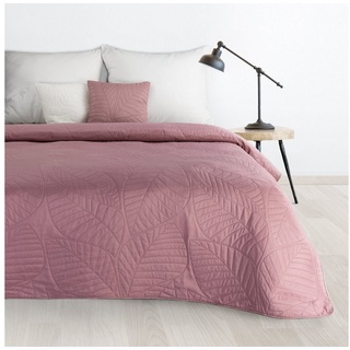 Tagesdecke BONI/6, Design91, Steppung Blätter Muster, Überwurf, Sofadecke, Bettüberwurf rosa 170 cm x 210 cm