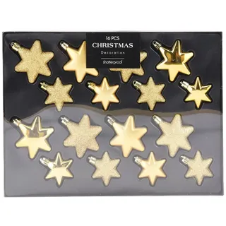 Mojawo 16tlg Weihnachtskugel Set Sterne Gold-can303100-gold